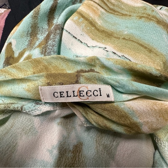 Cellecci FIGHT SONG DRESS Marble Print MINT Open Back Mini Size Medium - Picture 4 of 9